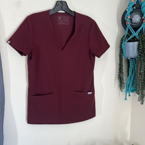 Figs Technical Collection Scrub Set Womens Size XXS Pants XS Top Gray wine Red - Picture 3 of 5